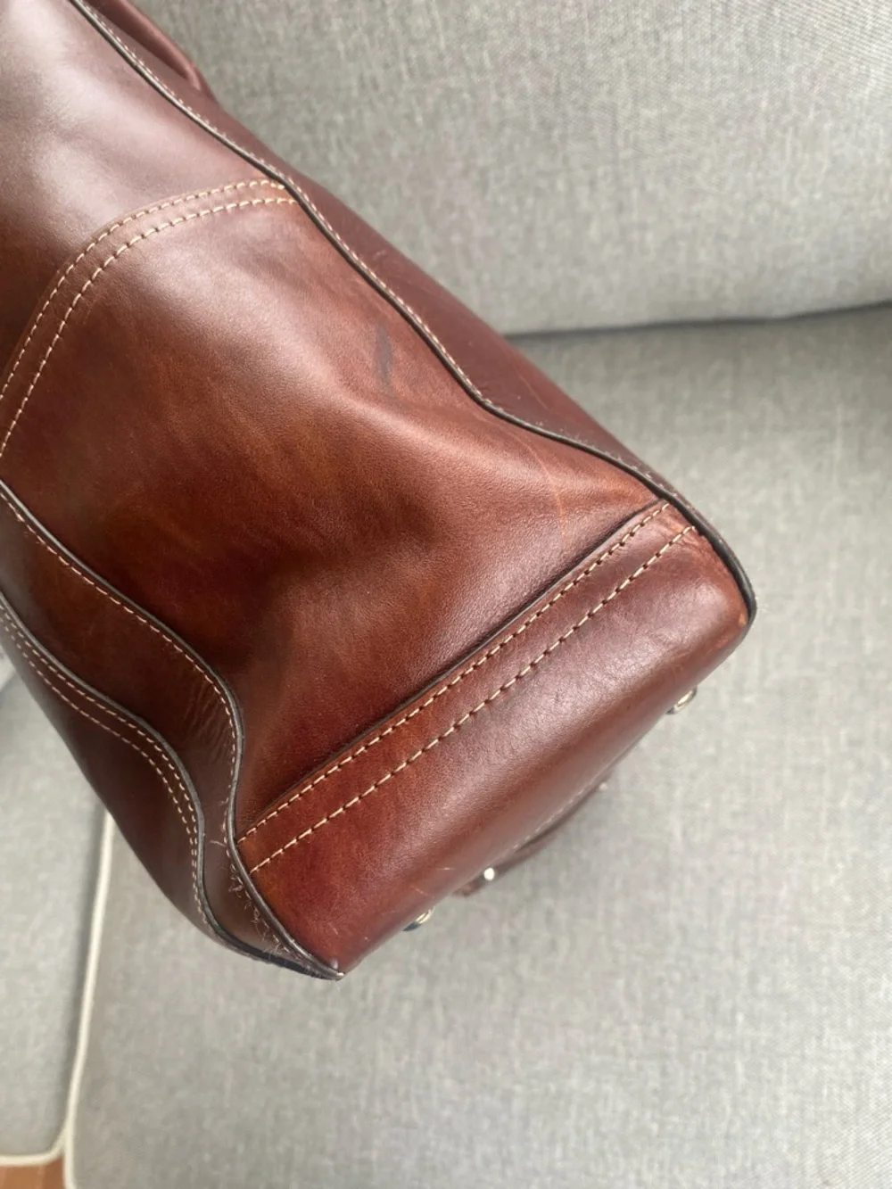 Fossil brown leather business shoulder bag long live vintage since 1954
